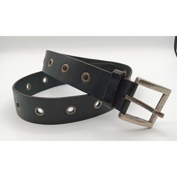 Genuine Leather Belt Women 32 (M) Black Western Cowgirl Boho Eyelets Statement - Picture 5 of 9